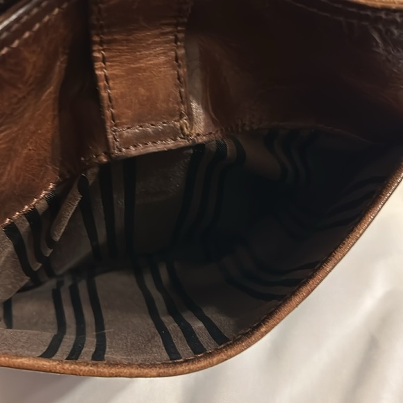 FRYE Melissa Button Brown Distressed Leather Crossbody Bag - Picture 6 of 6